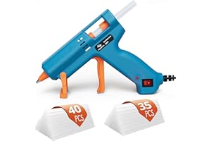 Tilswall Heißklebepistole 50W mit 75 Klebesticks 7 mm x 130 mm, Heissklebepistole für Schule, Heimwerken, Kunsthandwerk und schnelle Reparaturen im Haushalt