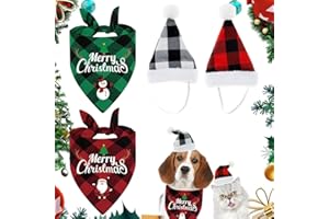 DULZEN 4 Pezzi Bandane per Cani di Natale Sciarpa per Animali Domestici Cappello Da Babbo Natale per Gatti Bandana Cane Costume Di Natale Per Animali Domestici, per Taglia Piccola Media Animali