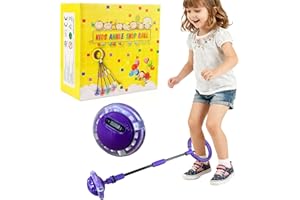 Aonuily Ankle Skip Ball for Kids with Counter, Timer, Cal Calculator, Gifts for Age 5 6 7 8 9 10+, Foldable Flashing Jumping Ball Garden Games Outdoor Toy for Kids Xmas Present (Purple)
