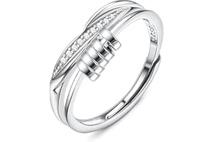 KRFY 925 Fidget Anxiety Anillo para Mujer Anillo de Fidget de Plata Esterlina con Circón Cúbico Moon Star Infinity Anillo de Ansiedad Ajustable para Mujer Hijas