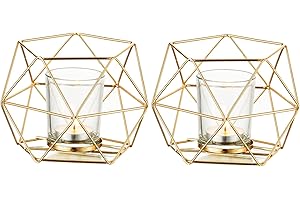 Romadedi Candelabros Decorativos de Velas Portavelas Dorada - Geométrica Portavelas Decorativo Juego de para Velas Moderna Decoración Hogareña, de la Sala de Estar, de Boda, Navidad Partido, Oro