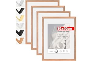 HIMEETIME® 4x Marco de fotos 30x40 cm natural Roble de Madera marcos cuadros con soporte de A4 (21x 29.7cm),Para Decoración de Pared y Decoración hogar marco 30x40 cm