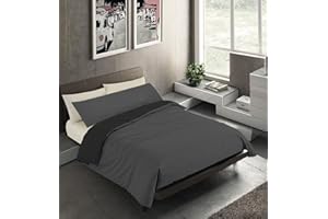 BANZAII TEXTILE INNOVATOR ONLINE Banzaii Juego de Funda Nórdica Reversible 100% Microfibra 2 Piezas para Cama de 150 – 1 Funda Edredón Nórdico 240x220 cm + 1 Funda de Almohada 45x170 cm, Gris Oscuro/Negro