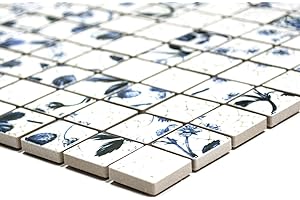 MOSAIK-NETZWERK Mosaic Square Strawberry Ceramic Mosaic, Mosaic Stone Format: 23 x 23 x 6 mm, Sheet Size: 300 x 300 mm, 1 Sheet/Mat