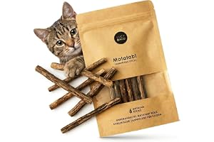 LucyBalu® Matatabi 6 tuggpinnar för katt i naturligt trä I tandvård
