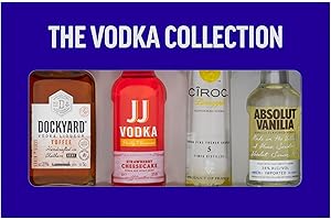 BEAMS INTERNATIONAL Vodka Gift Set - Flavoured 4x 5cl Ciroc Pineapple, JJ Strawberry Cheesecake, Dockyard Toffee Liqueur, Absolut Vanilla, Alcohol Gift Set - Birthday, Vodka Gifts for Women, Men, Stocking, Christmas