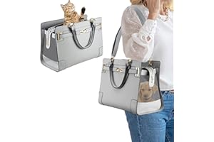 NewEle Modische Hundetasche für kleine Hunde mit Schultergurt, hält bis zu 4.5 kg, hochwertiges PU-Leder, Haustiertrage, Katzentasche, Welpenbörse für Reisen (Grau, kleine Größe)