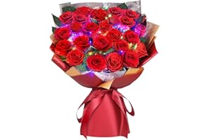 ADDWel XXL Infinity Rosenbox mit LED Licht (24 Echte Rosen) - Großer Blumenstrauß Konserviert - Geschenk für Ehefrau & Freundin zu Weihnachten, Jahrestag & Valentinstag