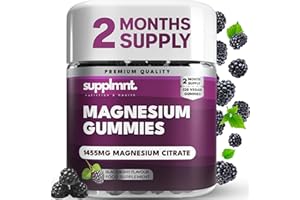 Supplmnt. Magnesium Gummies for Adults - 120 Vegan Gummies - 1455mg Magnesium Citrate Offering 160mg - Chewable Mangensium Supplement - Gluten-Free Supplement for Women & Men - 2-Month Supply