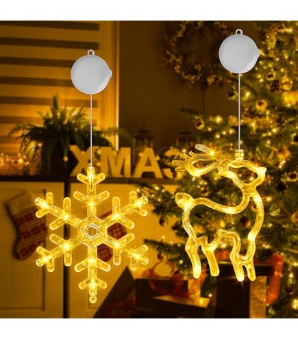 LED Fensterlichter Weihnachten – 3er Set Mit Baum, Glocke & Stern, Batteriebetrieben & Timer