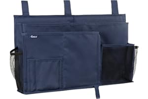 Surblue Comodino Caddy Appeso Letto Organizzatore Borsa Portaoggetti 8 Tasche Blu