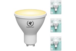 ESPARTAN TECHNOLOGIES CORPORATION ESPARTAN - Bombillas LED GU10 Luz Cálida 7W, 3000K, 510 Lúmenes, Equivalente a 40W Bombilla Incandescente, GU10 LED, Bombilla LED Dicroica, Casquillo GU10, Bombilla Bajo Consumo - Pack 3