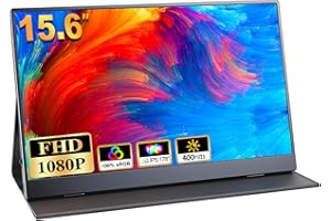 COOLHOOD Portable Monitor 15.6'', 1080P FHD Plug&Play Travel Laptop Monitor w/Smart Cover, USB-C HDR Portable Second Computer Display, Portable Game External Screen for PC Phone Mac Xbox PS4/5