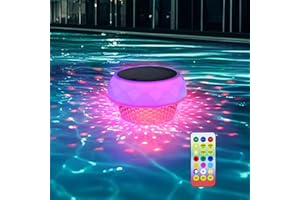 ‎GEYUEYA HOME GEYUEYA Home Poolbeleuchtung Solar, Pool Zubehör, Pool Licht RGB LED Dimmbar Mit Fernbedienung, Whirlpool Zubehör, IP68 Wasserdichte, Dekoration, Sommer-Geschenke