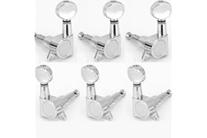 Musiclily Mécaniques Guitare 3x3 scellés pour Guitare électrique ou Folk Acoustique, Chrome Bouton Ovale Vintage