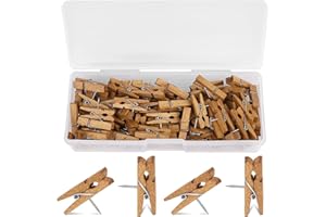 ‎DOXIRU 80 Stück Holz-Push Pins Clips, dekorative Pins Pins Holz Craft Push Pins Clips für Korktafeln Handwerk Kunstprojekte Fotobedarf, Büros und Zuhause