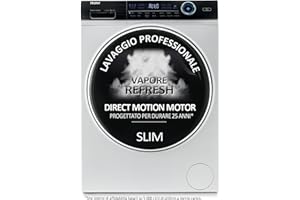 Haier I-Pro Serie 7 Lavatrice Slim 8 Kg, Libera Installazione, Carica Frontale, Classe A, 1400 Giri, 14 Programmi, Motore Direct Motion, Programma Refresh, 60 x 55 x 85 cm, Bianca - HW80-B14979