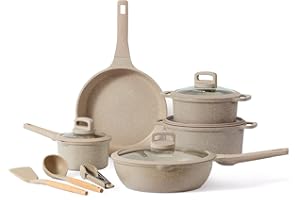 CAROTE Zestaw garnków 12-częściowy, patelnia 28 cm, rondel 1,7 l, garnek 6,3/4 l, głębokość patelni 28 cm, powłoka zapobiegająca przywieraniu z pokrywką, zestaw naczyń do gotowania, patelnia