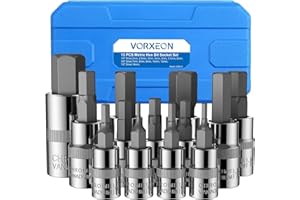 VORXEON 13Pcs Metric Allen Hex Bit Socket Set 2MM-14MM, 50BV30 CR-V Drive Socket and S2 Alloy Steel Bit with Storage Case, 3 Sizes 1/4 3/8 1/2 Inch