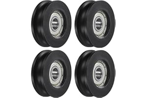 QUARKZMAN 4 Pcs 6x 30x 10mm Rodamiento de Bolas de Ranura en U U626ZZ, Pom Polea del Cojinete de la Guía de la Rueda en U (Gcr15) Rodamientos de Acero Cromado, Negro
