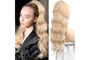 YEESHEDO Rubio Ombre Coleta Postiza Larga Extension Coleta Rizada con Cordón Sintética Ondulado Postizos de Pelo para Mujer 60cm