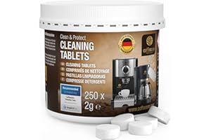 Coffeeano Clean&Protect 250 cleaning tablets for all coffee machines. Cleaning tabs compatible with all brands and machines. Incl. e-book