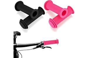 WANGLAOWU 2 Pares Puños de Manillar de Bicicleta, Mango de Goma de Bicicleta, Grips Manija Corta Antideslizante para Bicicleta Scooter MTB Bike Parts, Negro/Rojo