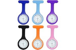 ZQuintuplian 6 Pcs Nurse Watch, Fob Watches for Nurses, Silicone Nurses Watch Brooch Infection Control Design Health Care Nurse Doctor Paramedic Medical Brooch Fob Watch for Medical Professionals