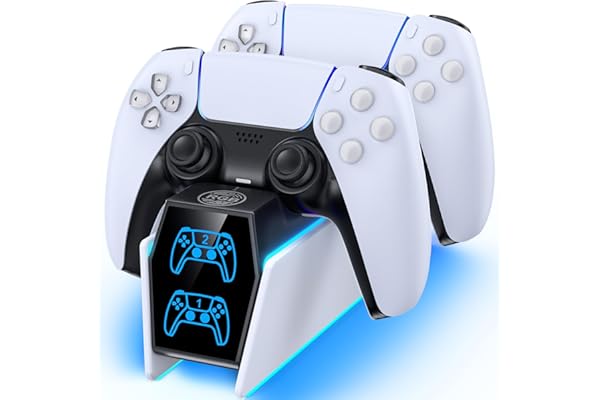 Tokluck Cargador para PS5 Mando con Cable, Base de Carga para PS5 y P5 Edge, 2,5H Carga para PS 5 Mando Cargador para PS 5 Compatible con P5 Edge, Pack de Accesorios para PlayStation 4
