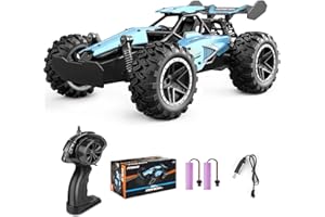 Pmgud Ferngesteuertes Auto, 2,4 GHz 1:18 Proportional 2WD 20+ km/h Hobby Offroad Monster RC Truck, wasserdichte RC Truggy RTR Geländegängig Spielzeug-blau