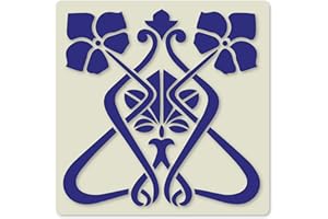 FS STENCILS Art Nouveau Style Flower No.2 Tile Crafting Stencil 15cm Reusable Mylar upcycling, Tile Craft.