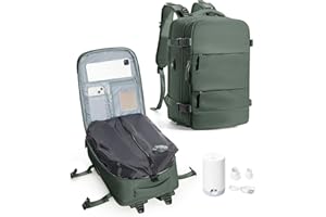 VENATIN Vakuum Rucksack Handgepäck mit pumpe, Reiserucksack Vakuum Rucksack mit Vakuumsystem Vakuumrucksack Easyjet Handgepäck 45x36x20 für Damen Herren, Grün