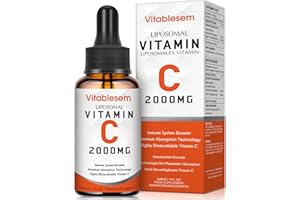 VITABLESEM Liquid Liposomal Vitamin C 2000mg Supplement, High dose Ascorbic Acid, Antioxidants, Maximum Absorption, Highly Bioavailable, Soy-Free, Vegan Non-GMO