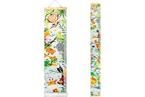 HIFOT Bambini Altezza Crescita Grafico misurazione, Animale Cartone Tela Decorazioni Cameretta Bimba Parete Sospeso Righelli per Bambini Ragazze Della Camera 190 cm * 20 cm