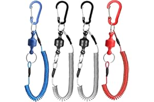 MEYAGOT Magnetische Netzfreigabe, 4 Stück Magnet Karabiner, Fliegenfischen Magnetnetz Release Retractor mit Spiralband, Angelschnalle Magnet für Angelzubehör Schnell Fischernetze Anbringen Lösen
