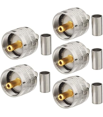 Superbat 10 Connettori UHF PL259 SO239 Maschio E Femmina A Crimpare – 50Ohm, Bassa Perdita, Per RG58 E LMR195, Adatti Per Radio E Antenne