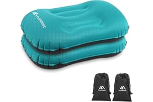 Flintronic 2Pack Inflatable Camping Pillows for Neck & Lumbar Support - Ultralight Beach Pillow With Storage Bags, Blow Up Ergonomic Air Pillow for Travel/Camping (Blue)