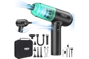 MECO ELEVERDE 4 en 1 Aspirateur Voiture Puissant sans Fil, 18KPA Mini Aspirateur à Main Souffleur Air Comprimé avec Moteur sans Balai et Lumières LED pour Voiture, Maison, PC Bureau (Vert)