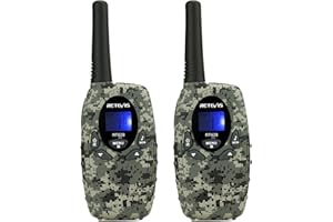 Retevis RT628 Walkie Talkie per Bambini, a Lungo Raggio 8CH per Bambini di 3-12 Anni, Regali Giocattolo per Avventure all'Aperto in Campeggio (1 Paio, Mimetico)