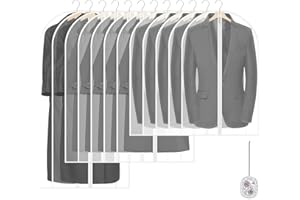CDBUCC Suit Bags for Men, 12PCs Garment Bags Sets 40inch/47inch/55inch Translucent Suit Carriers Dress bags Covers Long with Zip in Wardrobe,Clothes Covers Protector Bags,Clothes Storage Bag