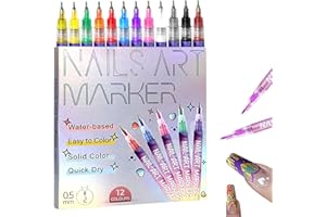 TOPWAL 12 Farben 3D Nagellack Stift Set, Nagelkunststift DIY Linie Nagelkunst Graffiti,Hochwertiges Fineliner-Stift Nail Art Stifte, Nagelspitze Nail Art Beauty Schmücken Maniküre Werkzeuge (1PC)