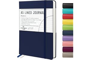 Stationery Island Cuaderno Rayado A5, Tapa Dura con Forro de Libreta con Papel Grueso Premium de 120 g/m², 180 Páginas de Tapa Dura con Rayas Para Escribir, Estudiar, Planificar, Azul oscuro