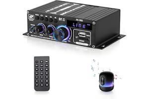 MEKTURM Stereo Audio Amplifier, AK380 40W+40W Audio Amplifier, Bluetooth 5.0 Amplifier HiFi for Speakers FM Radio, LCD Display & Remote Control, AUX RCA USB SD Input, for Home Speaker, Car Speaker