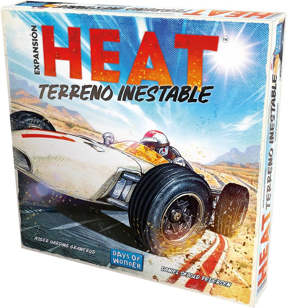 Asmodee Heat: Terreno Inestable,Expansión de Juego de Carreras, Juego de Mesa, A Partir de 10 Años, De 1 a 7 Jugadores, 30-60 Minutos por Partida, Español