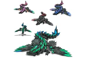 KOALA STUDIO Dragón articulado alado impreso en 3D decoración del universo fantástico Fidget Toy idea regalo único decoración del hogar dormitorio salón (negro y azul verde)