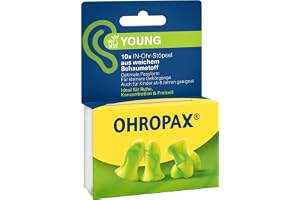 OHROPAX Young öronproppar – för öron med mindre hörselgångar – in-öronproppar av mjukt skum – ljudisoleringsvärde SNR 35 dB