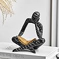 Tazweeq Black Thinker Reading Statues for Home Decor, Modern Shelf Decor Accents, Abstract Sculpture, Bookshelf Decorations, Living Room Resin Figurines, Office Coffee Table Decorations