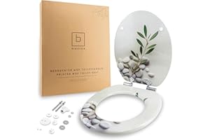 Benkstein® Abattant de WC avec système d'abaissement automatique Soft Grey - Abattant de WC antibactérien - Quick Release pour un nettoyage facile - Montage facile - Duroplast - Amovible - Charge