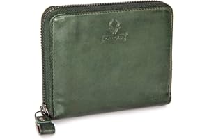 DONBOLSO Mini Portafoglio Donna Montréal | Portafoglio Donna Pelle | Portafoglio con Cerniera Piccolo e Sicuro | 13 Scomparti per Porta Carte di Credito e Protezione RFID | Verde