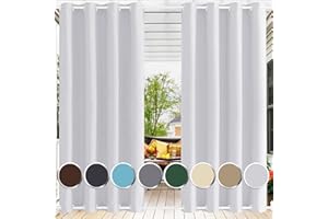 Ufamiluk Rideau pour pergola Imperméable à Double Oeillets Protection Solaire Rideaux Thermique pour pergola extérieur Jardin Terrasse Blanc 140x250cm(BxH 1 pièce)